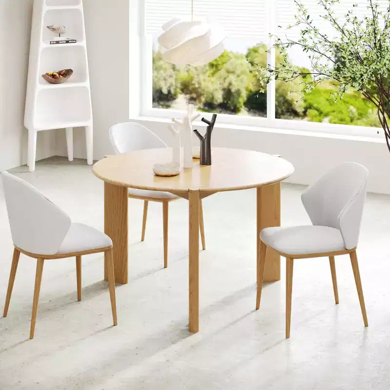 Table à manger ronde en bois massif de 42 po pour salle à manger