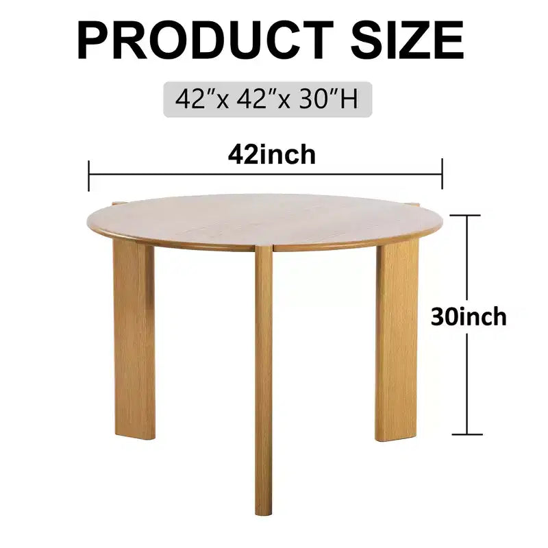 Table à manger ronde en bois massif de 42 po pour salle à manger