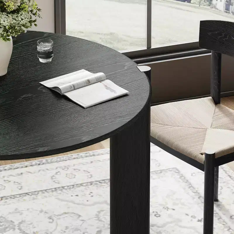 Table à manger ronde en bois massif de 42 po pour salle à manger