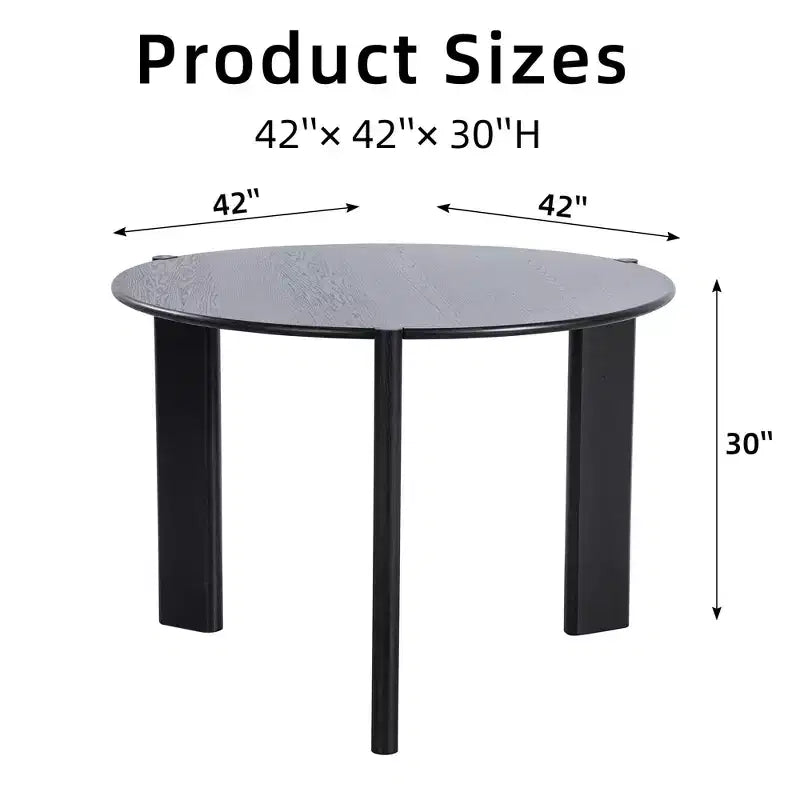 Table à manger ronde en bois massif de 42 po pour salle à manger