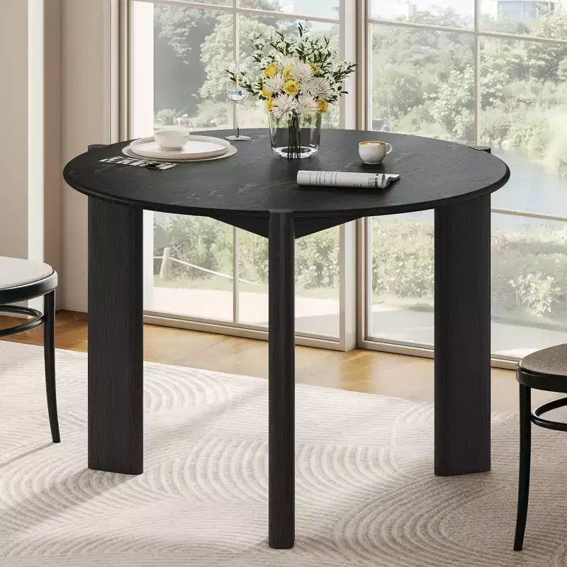 Table à manger ronde en bois massif de 42 po pour salle à manger