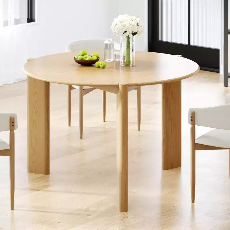Table à manger ronde en bois massif de 42 po pour salle à manger