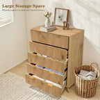Commode 5 tiroirs cannelée, commode haute et moderne de 120 cm, design à profil incurvé, organiseur de tiroirs en bois