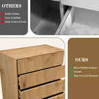 Commode 5 tiroirs cannelée, commode haute et moderne de 120 cm, design à profil incurvé, organiseur de tiroirs en bois