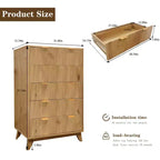 Commode 5 tiroirs cannelée, commode haute et moderne de 120 cm, design à profil incurvé, organiseur de tiroirs en bois