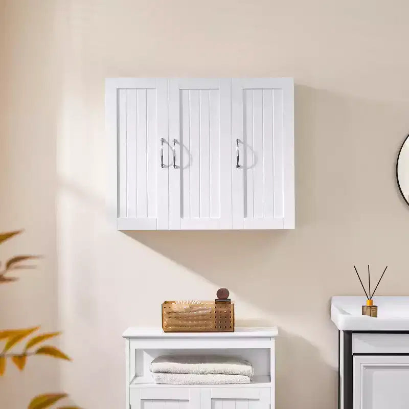 Meuble mural Yaheetech avec trois portes et étagère réglable pour le salon, la buanderie, le vestiaire