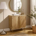 Buffet en bois Art Leon avec décoration de porte texturée