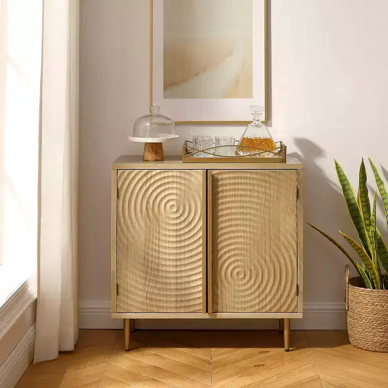 Buffet en bois Art Leon avec décoration de porte texturée