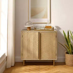 Buffet en bois Art Leon avec décoration de porte texturée