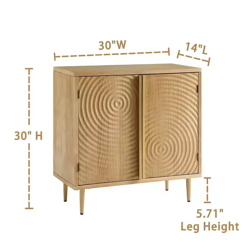 Buffet en bois Art Leon avec décoration de porte texturée