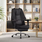 Chaise de bureau ergonomique VECELO avec repose-pieds et accoudoirs, chaise réglable en hauteur avec soutien lombaire et cervical, noire