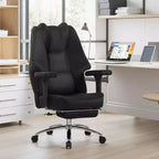 Chaise de bureau ergonomique VECELO avec repose-pieds et accoudoirs, chaise réglable en hauteur avec soutien lombaire et cervical, noire