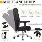 Chaise de bureau ergonomique VECELO avec repose-pieds et accoudoirs, chaise réglable en hauteur avec soutien lombaire et cervical, noire