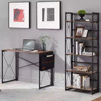 Étagère pliable VECELO, bibliothèque pliable à 5 niveaux, étagère de rangement industrielle en métal pour salon ou chambre, marron