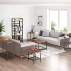 Étagère pliable VECELO, bibliothèque pliable à 5 niveaux, étagère de rangement industrielle en métal pour salon ou chambre, marron