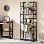 Étagère pliable VECELO, bibliothèque pliable à 5 niveaux, étagère de rangement industrielle en métal pour salon ou chambre, marron