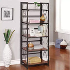 Étagère pliable VECELO, bibliothèque pliable à 5 niveaux, étagère de rangement industrielle en métal pour salon ou chambre, marron