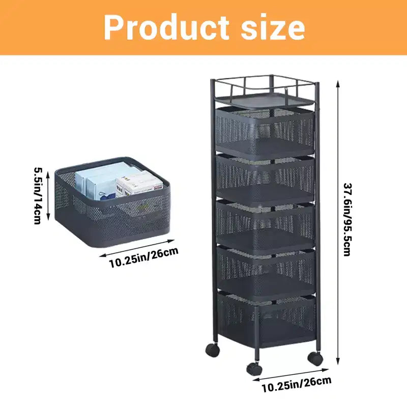Chariot de Rangement de Cuisine Rotatif à 5 Niveaux GustoWave