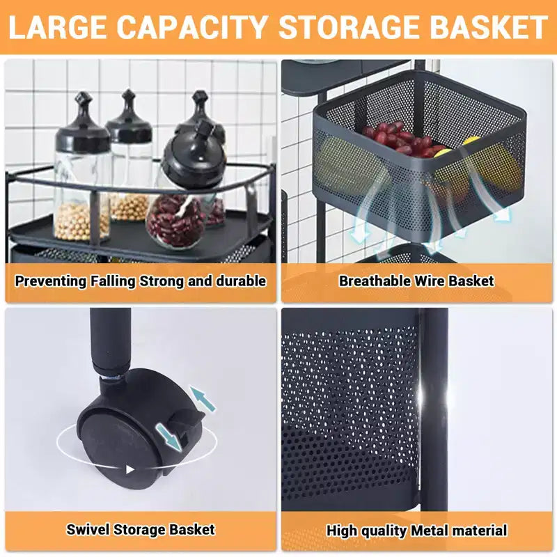Chariot de Rangement de Cuisine Rotatif à 5 Niveaux GustoWave