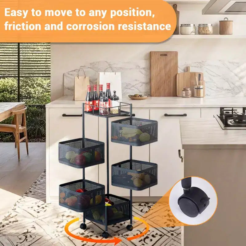 Chariot de Rangement de Cuisine Rotatif à 5 Niveaux GustoWave