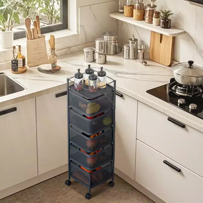 Chariot de Rangement de Cuisine Rotatif à 5 Niveaux GustoWave