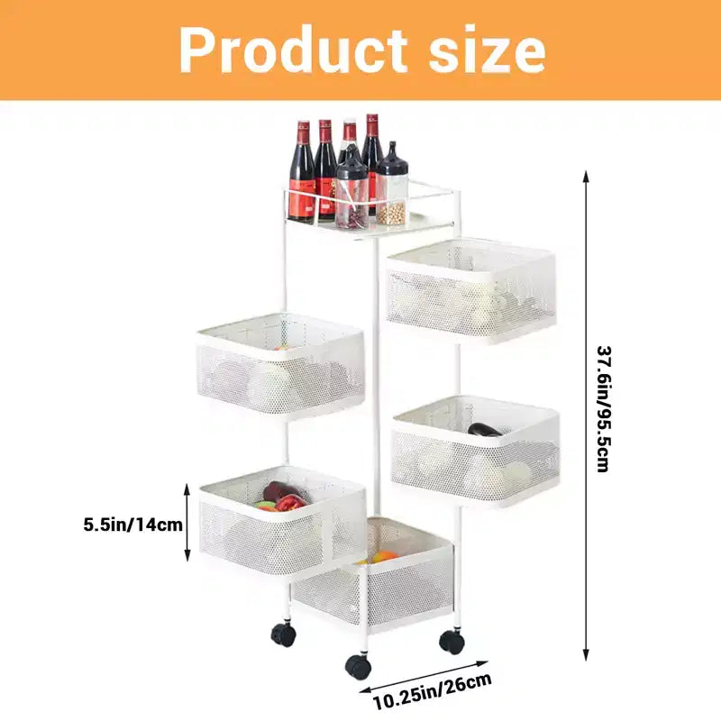 Chariot de Rangement de Cuisine Rotatif à 5 Niveaux GustoWave