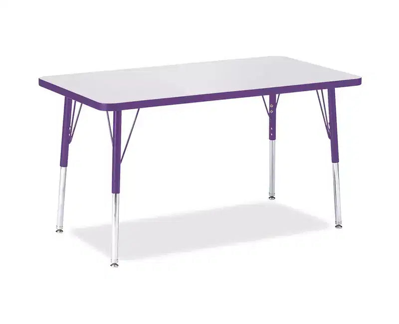 Table rectangulaire Jonti-Craft Berries à hauteur adulte (24 x 36) à bord coloré violet