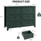 Commode Acekool 6 tiroirs, grande commode de rangement, tiroirs profonds, poignées, style moderne et rustique pour chambre à coucher, placard, salon, vert