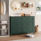 Commode Acekool 6 tiroirs, grande commode de rangement, tiroirs profonds, poignées, style moderne et rustique pour chambre à coucher, placard, salon, vert