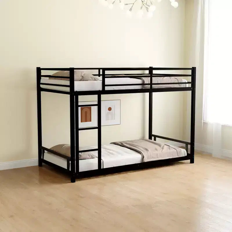 Lit superposé en métal double Okak Twin sur Twin, cadre de lit robuste avec échelle et garde-corps de sécurité pour adultes et adolescents, réduction du bruit, montage facile