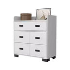 Commode Okak pour chambre à coucher avec double tiroir et 4 tiroirs simples, meuble de rangement en bois pour salon et couloir