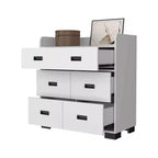 Commode Okak pour chambre à coucher avec double tiroir et 4 tiroirs simples, meuble de rangement en bois pour salon et couloir