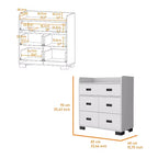 Commode Okak pour chambre à coucher avec double tiroir et 4 tiroirs simples, meuble de rangement en bois pour salon et couloir