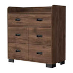 Commode Okak pour chambre à coucher avec double tiroir et 4 tiroirs simples, meuble de rangement en bois pour salon et couloir