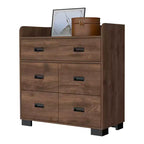 Commode Okak pour chambre à coucher avec double tiroir et 4 tiroirs simples, meuble de rangement en bois pour salon et couloir
