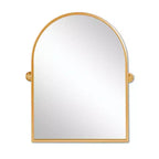 MAYEERTY Miroir mural d'appoint arqué à angle droit avec cadre en métal doré 36 x 24 x 2