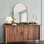 MAYEERTY Miroir mural d'appoint arqué à angle droit avec cadre en métal doré 36 x 24 x 2