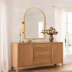 MAYEERTY Miroir mural d'appoint arqué à angle droit avec cadre en métal doré 36 x 24 x 2