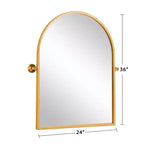 MAYEERTY Miroir mural d'appoint arqué à angle droit avec cadre en métal doré 36 x 24 x 2