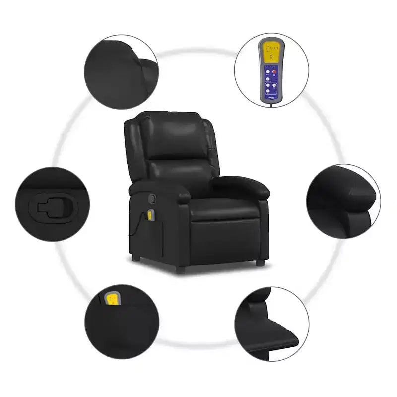 vidaXL Fauteuil de massage inclinable noir - Dossier et repose-pieds réglables pour une relaxation optimale