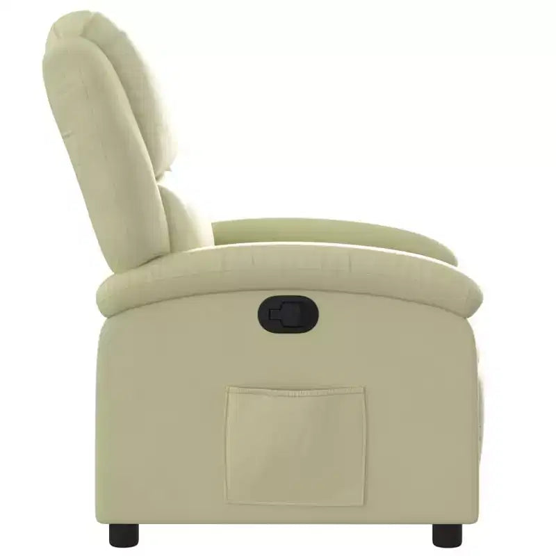 vidaXL Fauteuil inclinable à oreilles Canapé inclinable Mobilier d'assise Cuir véritable - Crème Inclinaison manuelle sans massage
