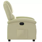 vidaXL Fauteuil inclinable à oreilles Canapé inclinable Mobilier d'assise Cuir véritable - Crème Inclinaison manuelle sans massage