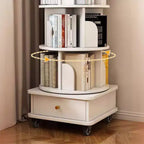 Étagère à livres rotative à 360° à 6 niveaux Chic Crate avec roulettes et tiroir, bibliothèque peu encombrante pour chambre et bureau à domicile