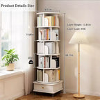 Étagère à livres rotative à 360° à 6 niveaux Chic Crate avec roulettes et tiroir, bibliothèque peu encombrante pour chambre et bureau à domicile