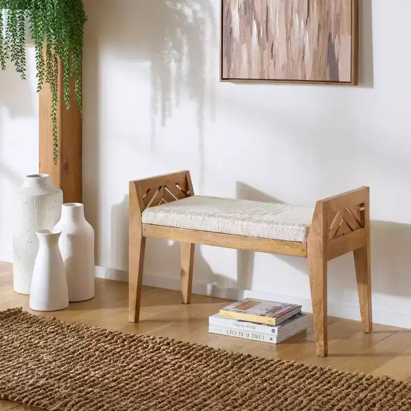 Banc en bois Hamburg - BCH3702 - Beige/Naturel - Safavieh