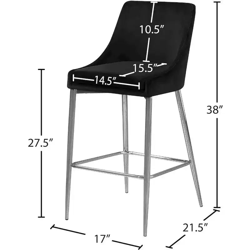 Tabouret Karina en velours noir, lot de 2, Meridian Furniture