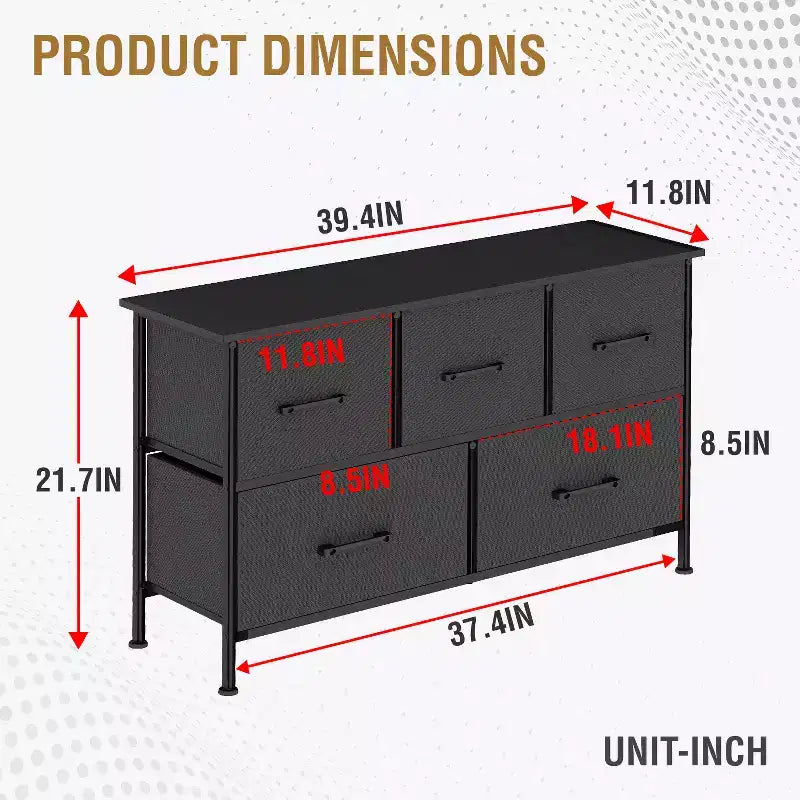 Commode en tissu FDW 5/8/9, commode large avec rangement pour chambre à coucher et salon