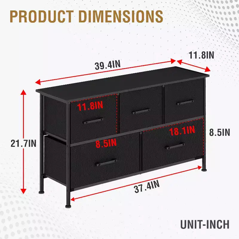 Commode en tissu FDW 5/8/9, commode large avec rangement pour chambre à coucher et salon