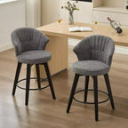 Zeus et Ruta, ensemble de 2 tabourets de bar pivotants à oreilles de 63,5 cm, avec revêtement en chenille, pieds en bois et hauteur réglable