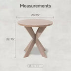 COZAYH Table d'appoint ronde en bois de style ferme avec pieds croisés, finition grise vieillie